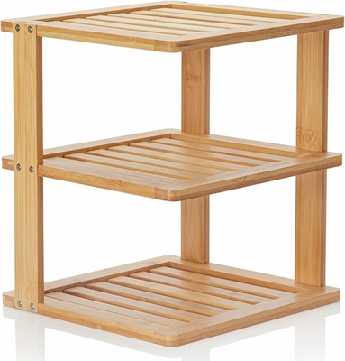 Balcão de madeira de bambu, balcão de cozinha, prateleira de canto 10x10x11.5 polegadas