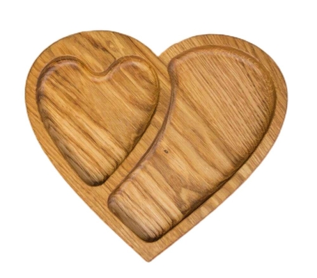Prato em forma de coração de bambu Prato em forma de coração de bambu Prato de frutas de madeira de nozes Eco-friendly