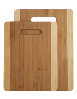A cozinha natural 33x24x1.4cm desliza não a placa de corte de bambu com punho