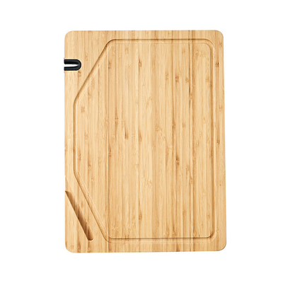 Carniceiro 38x28cm de bambu feito sob encomenda Block Cutting Board com o apontador de faca do suporte do telefone