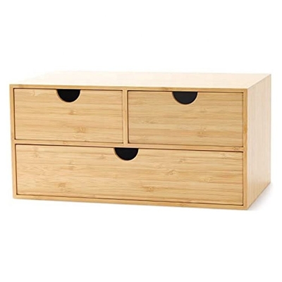 Caixa de armazenamento de bambu Tabletop personalizada com 3 gavetas