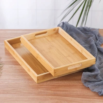 Taça de bambu retangular ecológica com design moderno sustentável e paleta de cores naturais
