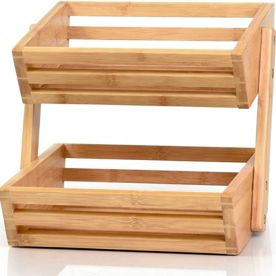 Do armazenamento de bambu da cozinha de 100% cremalheira vegetal multifuncional de 2 séries