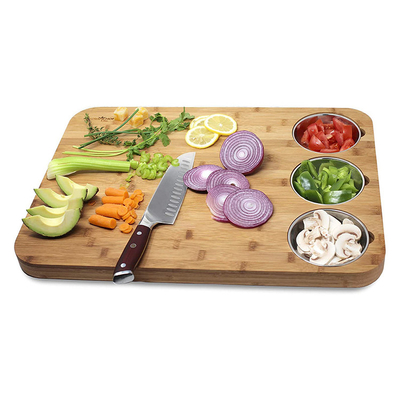 A cozinha 22.4*16.2*1.5 avança o carniceiro de bambu Block With Juice Groove For Vegetables