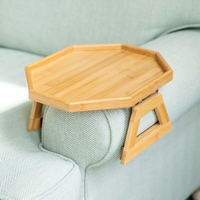 13&quot; de bambu de madeira X 10,5” Tray Sofa Table Clamp On Design