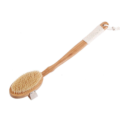Escova de bambu natural do chuveiro do banho do sisal com punho longo de madeira