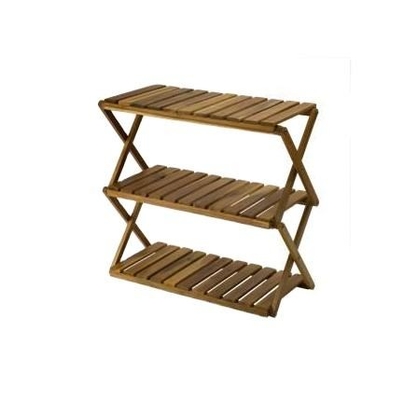 Cremalheira de bambu dobrável de madeira da sapata prateleira de 3 camadas para a sala de visitas