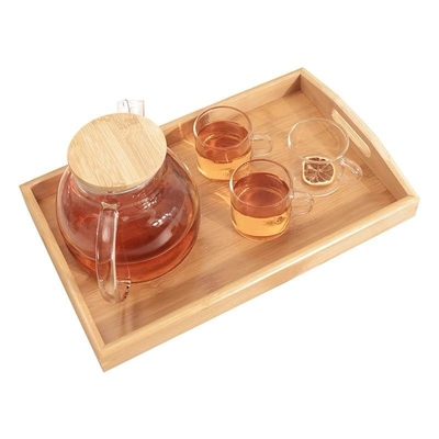 Taça de bambu retangular ecológica com design moderno sustentável e paleta de cores naturais